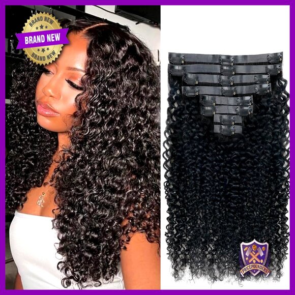 Seamless Curly Clip-In Human Hair Extensions 8Pcs Invisible Weft 20inch